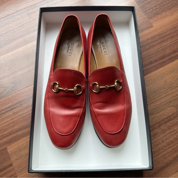 GUCCI JORDAAN LOAFER RED WOMENS SIZE 37.5 - Picture 3 of 8